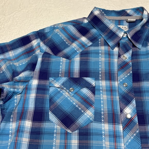Roper Other - Roper Western Pearl Snap Shirt Mens X-Large Blue Plaid Embellished